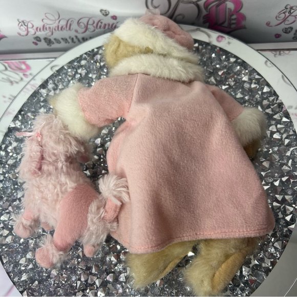 Dan Dee Plush Louis DeMas Pink Stuffed Teddy Bear Holiday with dog ๐ฉ poodle - Picture 4 of 4